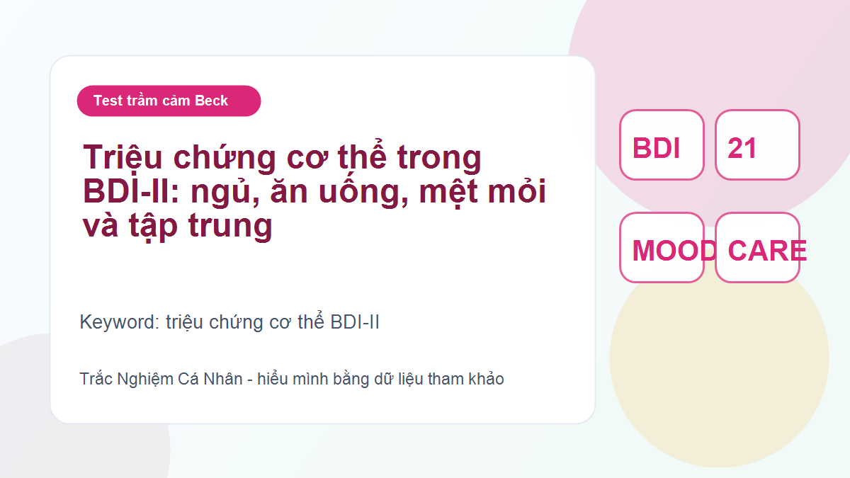 Triệu chứng cơ thể trong BDI-II: ngủ, ăn uống, mệt mỏi và tập trung
